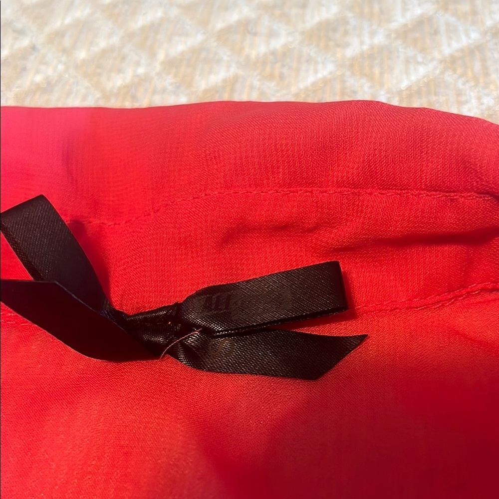 Red Asymmetrical Ruffled Polo Collar Coverup - Picture 2 of 5